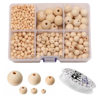 Fako Bijoux - DIY Houten Kralen Set - Naturel - Sieraden Maken - 6-20mm - 1105 Stuks