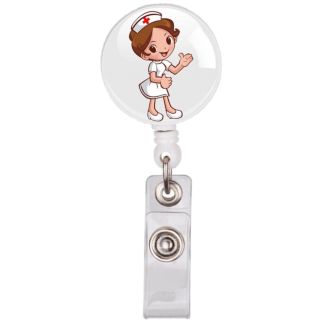 Fako Bijoux - Badgehouder - Sleutel Houder - Rolspeld - Verpleegster - Zuster - Rond - Zuster Handje - Wit