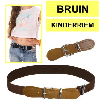 Fako Fashion - Kinderriem Elastisch Oval - Elastische Riem Voor Kinderen - Rekbare Riem - Broekriem - Stretch Riem - Natural - Bruin