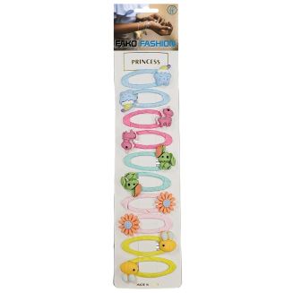 Fako Fashion - 10 Haarspeldjes Op Kaart - Haarclips Voor Meisjes - 10 Stuks - Dieren & Bloemetjes