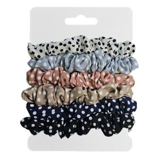 Fako Fashion - Haarelastiek - Scrunchie - Haarwokkel - Haarband - Polka Dots - 6 Stuks