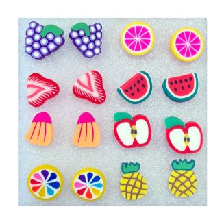 Fako Bijoux - Kinder Oorbellen - Siliconen - Fimoklei - Fruit - Set - 8 Paar