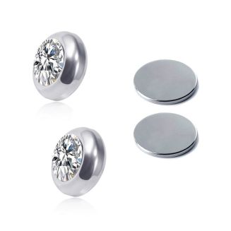 Fako Bijoux - Oorbellen - Magneet - Magnetisch - RVS - 8mm - Kristal - Transparant
