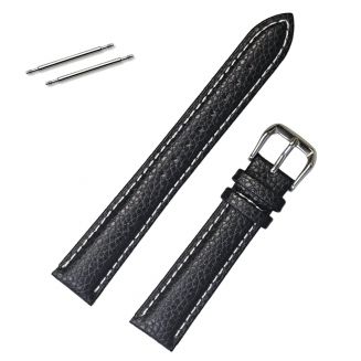 Fako® - Horlogebandje - Echt Leer - Lizard Reliëf - 18mm - Zwart/Wit