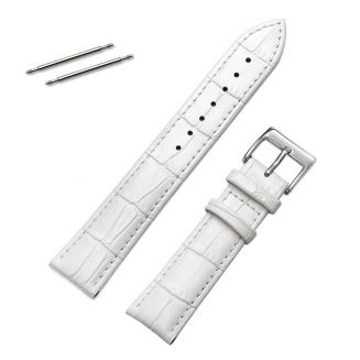 Fako® - Horlogebandje - Echt Leer - 20mm - Croco - Wit