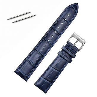 Fako® - Horlogebandje - Echt Leer - 18mm - Croco - Donkerblauw