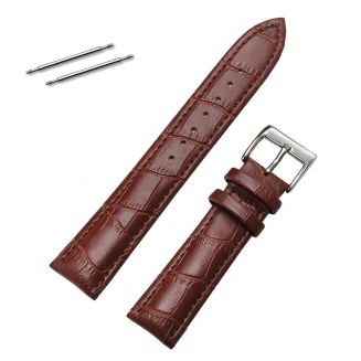 Fako® - Horlogebandje - Echt Leer - 18mm - Croco - Donkerbruin