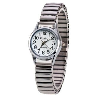 Fako® - Dameshorloge - Rekband - Plato - Ø 26mm - Zilverkleurig - Wit