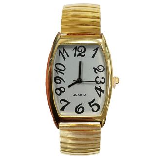 Fako® - Horloge - Rekband - 30x43mm - Goudkleurig - Wit