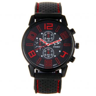 Fako® - Herenhorloge - Pinbo - GT Deluxe - Rood