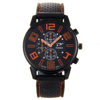 Fako® - Herenhorloge - Pinbo - GT Deluxe - Oranje