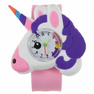 Fako® - Kinderhorloge - Slap On Mini - Eenhoorn - Unicorn - Regenboog - Roze