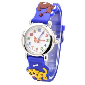 Fako® - Kinderhorloge - 3D - Puppies - Donkerblauw