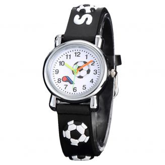 Fako® - Kinderhorloge - 3D - Voetbal - Zwart