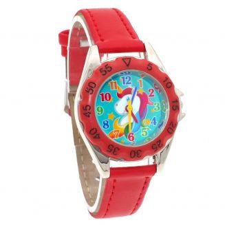 Fako® - Kinderhorloge - Eenhoorn - Unicorn - Regenboog - Rood