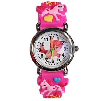 Fako® - Kinderhorloge - 3D - Eenhoorn Mini – Donkerroze