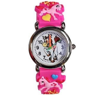 Fako® - Kinderhorloge - 3D - Eenhoorn Jolly – Donkerroze