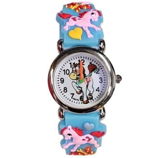 Fako® - Kinderhorloge - 3D - Eenhoorn Jolly – Lichtblauw