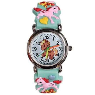 Fako® - Kinderhorloge - 3D - Eenhoorn Bubbles – Mintgroen