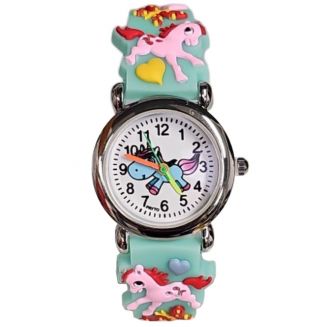 Fako® - Kinderhorloge - 3D - Eenhoorn Starlight – Mintgroen