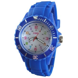 Fako® - Horloge - Siliconen - Ø 40mm - Regenboog - Donkerblauw