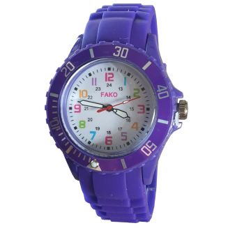 Fako® - Horloge - Siliconen - Ø 40mm - Regenboog - Paars