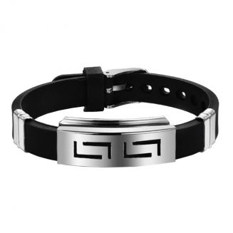 Fako Bijoux® - Armband - Stainless Steel - Siliconen - Blokken