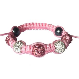 Fako Bijoux® - Armband - Disco Dots Kids - Roze/Wit