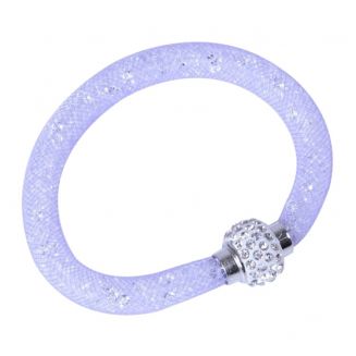 Fako Bijoux® - Armband - Sterrenstof Disco Dots - Paars/Wit