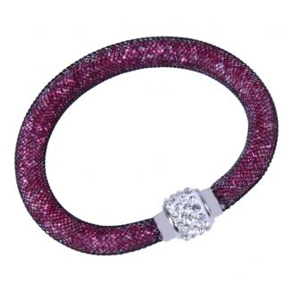 Fako Bijoux® - Armband - Sterrenstof Disco Dots - Zwart/Fuchsia
