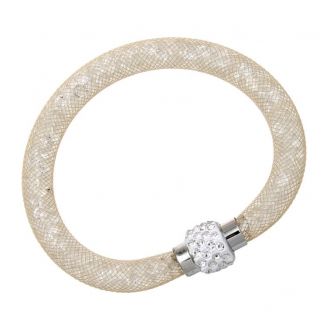 Fako Bijoux® - Armband - Sterrenstof Disco Dots - Beige/Wit