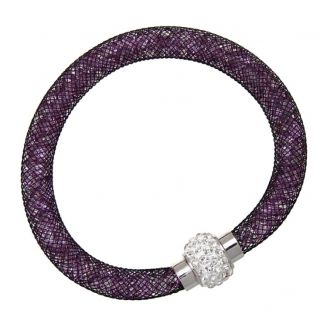Fako Bijoux® - Armband - Sterrenstof Disco Dots - Zwart/Lila