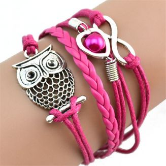Fako Bijoux® - Multi Armband - Uiltje Hart Infinity - Fuchsia