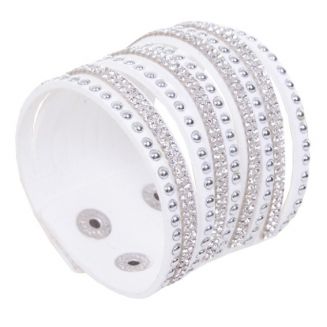 Fako Bijoux® - Armband - Breed - Strass - Wit