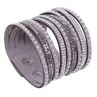 Fako Bijoux® - Armband - Breed - Strass - Grijs