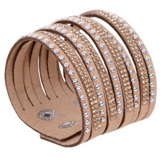 Fako Bijoux® - Armband - Breed - Strass - Khaki