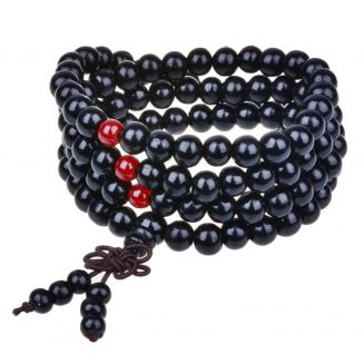 Fako Bijoux® - Buddha Armband - Sandelhout - 8mm - Zwart