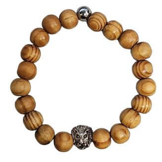 Fako Bijoux® - Armband - Sandelhout - Leeuwenkop - 10 mm - Lichtbruin