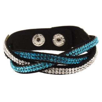 Fako Bijoux® - Armband - Vlecht Strass - Turquoise