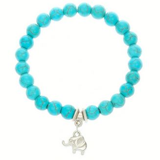 Fako Bijoux® - Armband - Turquoise Kralen - Olifant - 8mm