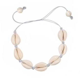 Fako Bijoux® - Schelpjes Armband - Schelpen - Knoopbaar - Grijs