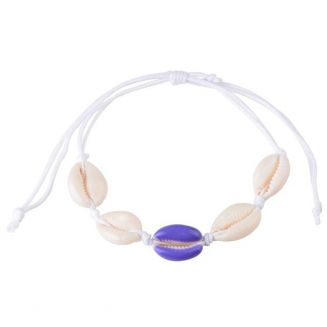 Fako Bijoux® - Armband - Schelpjes - Wit - 1x Paars
