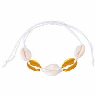 Fako Bijoux® - Schelpjes Armband - Wit - 2x Geel