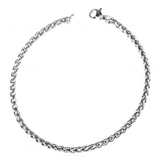 Fako Bijoux® - Schakelarmband Vossenstaart - Rond Gevlochten - Staal - RVS - 3mm - 22cm - Zilverkleurig