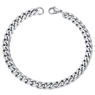 Fako Bijoux® - Schakelarmband Gourmet - Cuban Link - Staal - RVS - 5mm - 22cm - Zilverkleurig