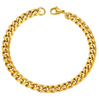 Fako Bijoux® - Schakelarmband Gourmet - Cuban Link - Staal - RVS - 5mm - 16cm - Goudkleurig