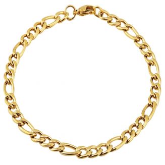Fako Bijoux® - Schakelarmband Figaro - Armband Figaro Schakel - Staal - RVS - 3mm - 18cm - Goudkleurig