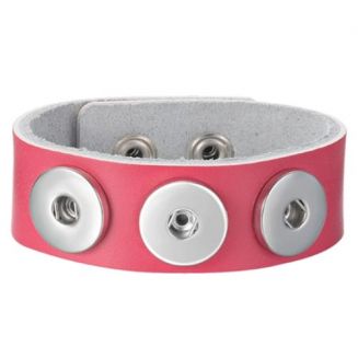 Fako Bijoux® - Armband Voor Click Buttons - Leder Trio - Fuchsia