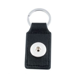Fako Bijoux® - Sleutelhanger Voor Click Buttons - Leder Tag Zwart