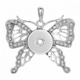 Fako Bijoux® - Kettinghanger Voor Click Buttons - Vlinder Strass - Wit